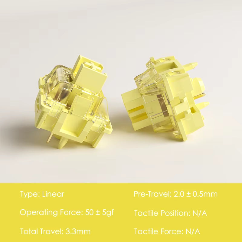 V3 Pro Cream Yellow Switch 5 Pin 50Gf Linear Switch with Dustproof Stem Compatible with MX Mechanical Keyboard (45 Pcs)