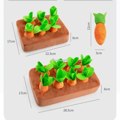 Dog Carrot Plush Toy Interactive Dog Toys Plush Puzzle Toys 2 in 1 Non-Slip Nosework Feed Games for Aggressive Chewers Pet