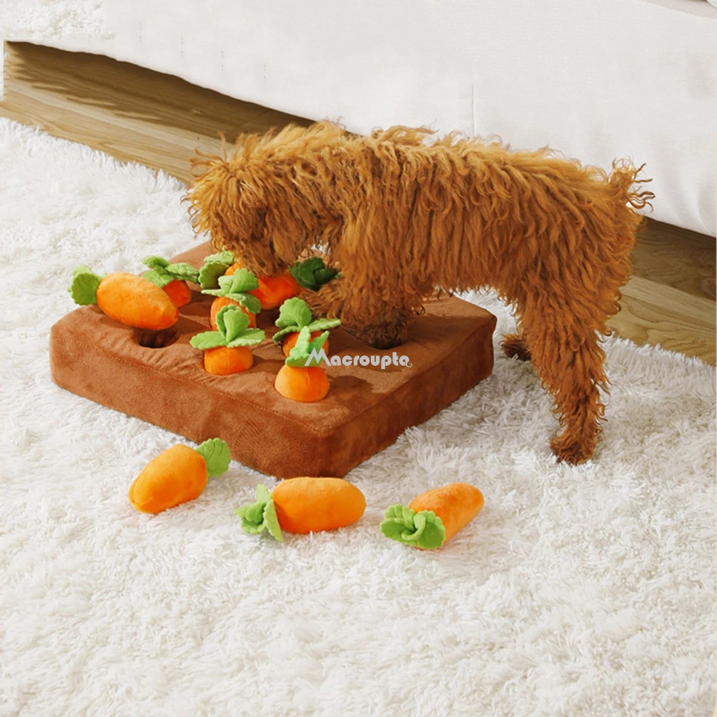 Dog Carrot Plush Toy Interactive Dog Toys Plush Puzzle Toys 2 in 1 Non-Slip Nosework Feed Games for Aggressive Chewers Pet