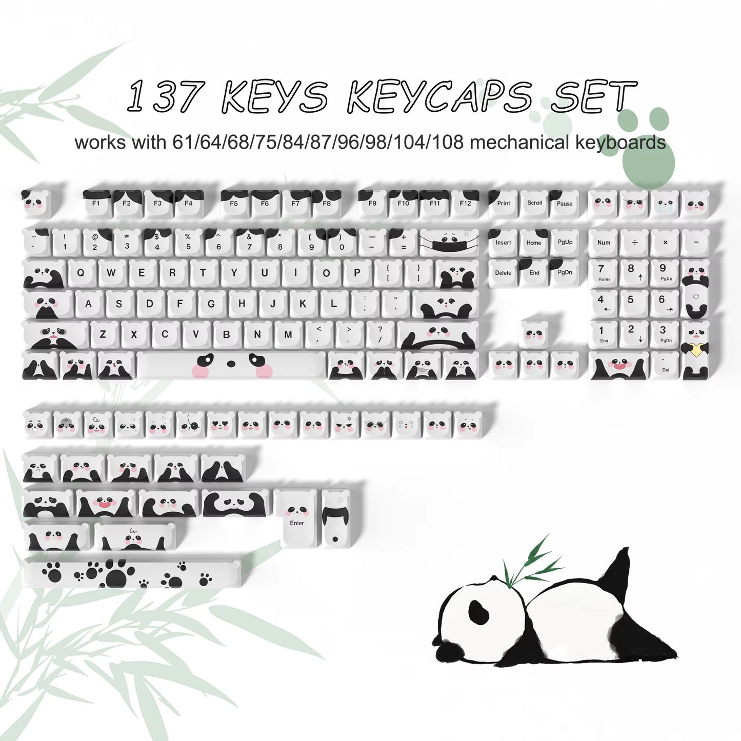 143 Keys Pink Cherry MOA Profile PBT Keycaps Dye Sub Customs Key Caps for 61/87/104 Cherry MX Switch Gaming Mechanical Keyboard