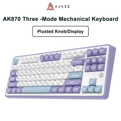 AJAZZ AK870 Tri-Mode RGB Bluetooth 2.4Ghz Wireless Gaming Mechanical Keyboard Hot Swappable 